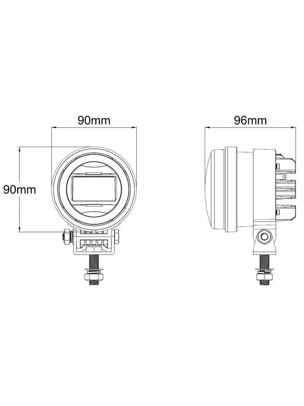 Priekinis LED žibintas, 25/5W, apvalus, 10-30V, Ø90mm, tolimosios šviesos, gabaritinės šviesos, H9 jungtis, Kramp 3 Priekinis LED žibintas, 25/5W, apvalus, 10-30V, Ø90mm, tolimosios šviesos, gabaritinės šviesos, H9 jungtis, Kramp 3