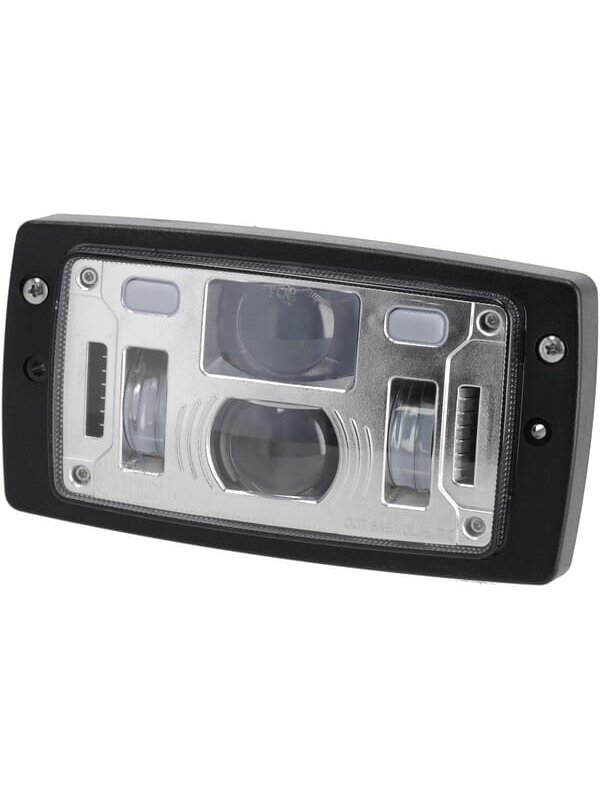 Priekinis LED žibintas, 40/22W, stačiakampis, 10-30V, 185x102x82, tolimosios/mažosios šviesos, gabaritinės šviesos, H4 jungtis, Kramp