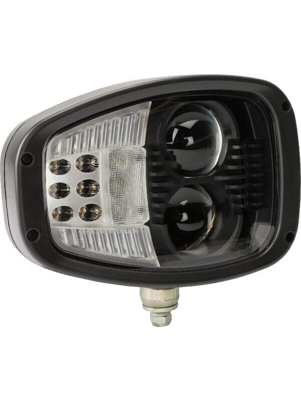Priekinis LED žibintas, RH heavy duty, 22/32W, stačiakampis, 12-24V, 240x127x164mm, Deutsch 6 kontaktų, šildomas, tolimosios/mažosios šviesos, Kramp