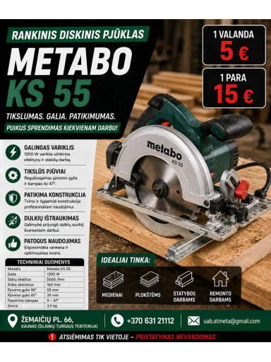 RANKINIS DISKINIS PJŪKLAS METABO KS 55