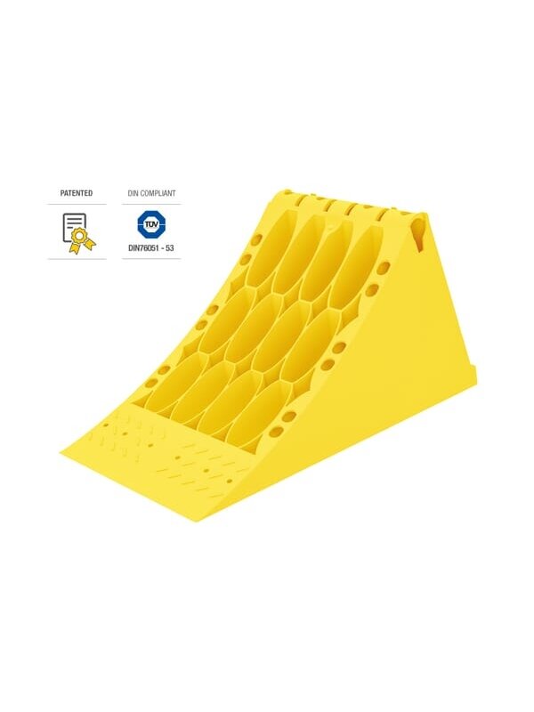 Ratų atrama Crowny® 53, geltona, homologuota, termoplastinė Ratų atrama Crowny® 53, geltona, homologuota, termoplastinė