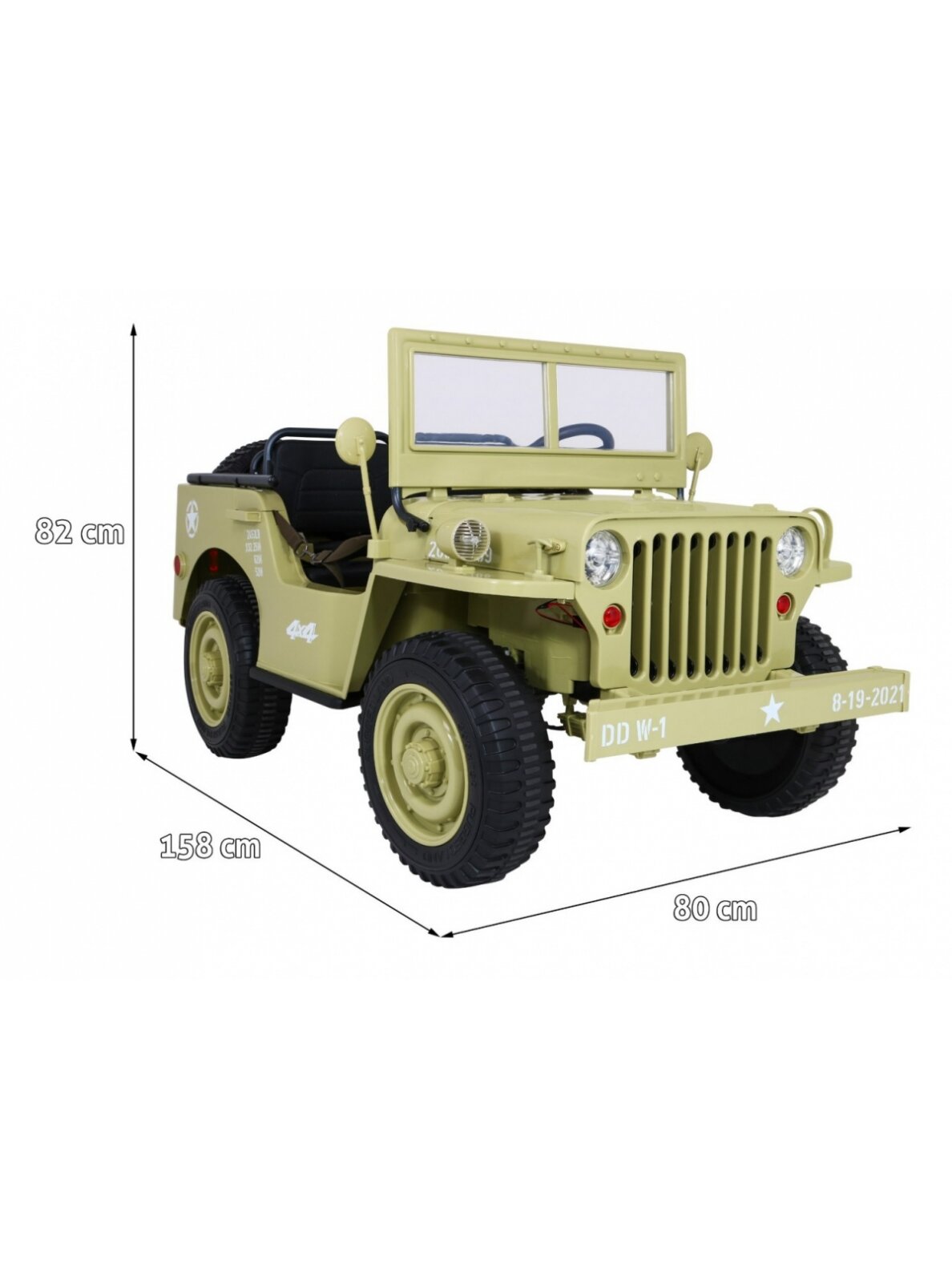 Retro karinė Elektromobilis vaikams 4x4 Smėlis 1 Retro karinė Elektromobilis vaikams 4x4 Smėlis 1
