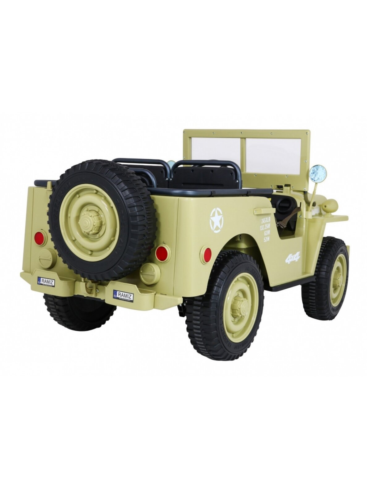 Retro karinė Elektromobilis vaikams 4x4 Smėlis 3 Retro karinė Elektromobilis vaikams 4x4 Smėlis 3