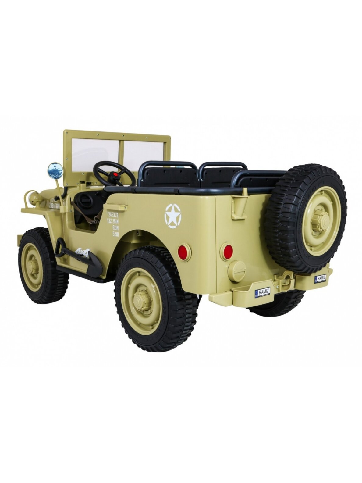 Retro karinė Elektromobilis vaikams 4x4 Smėlis 6