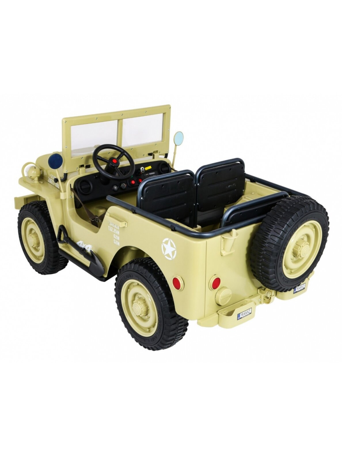 Retro karinė Elektromobilis vaikams 4x4 Smėlis 7