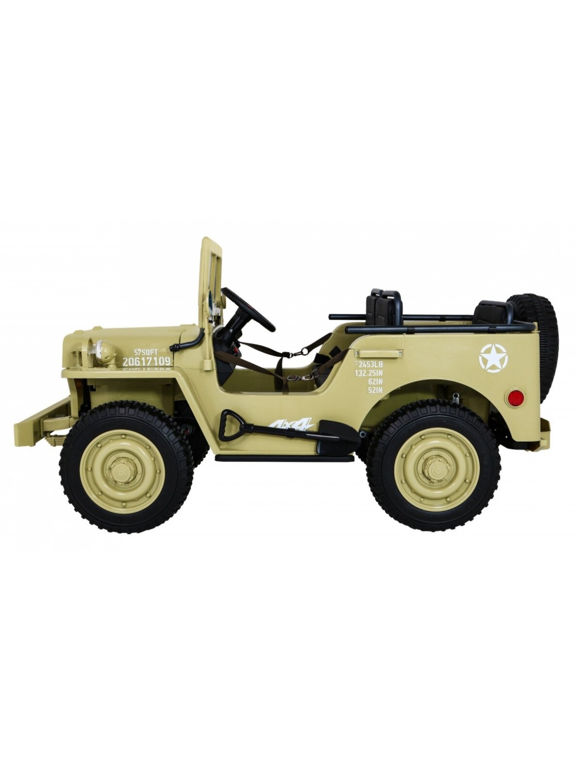 Retro karinė Elektromobilis vaikams 4x4 Smėlis 8