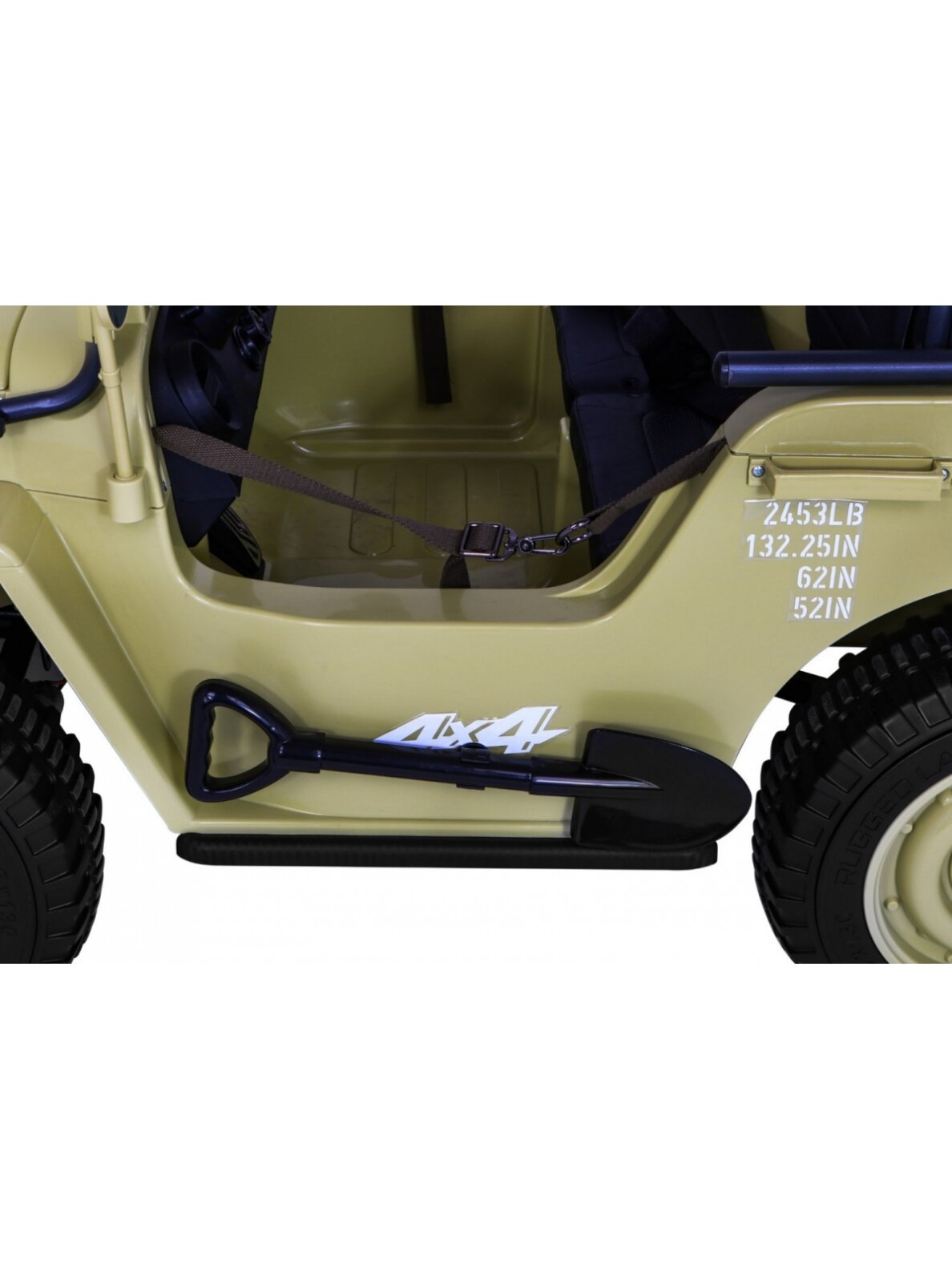Retro karinė Elektromobilis vaikams 4x4 Smėlis 14