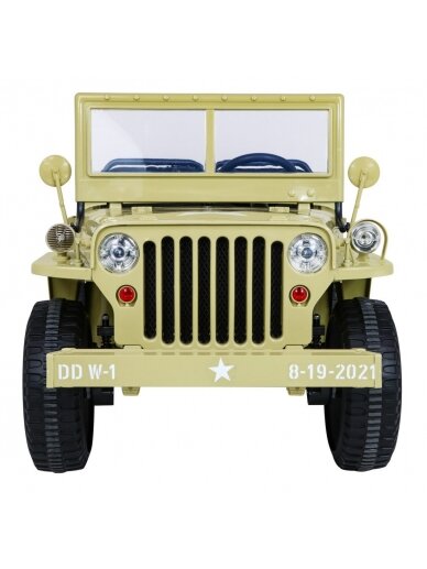 Retro karinė Elektromobilis vaikams 4x4 Smėlis 2 Retro karinė Elektromobilis vaikams 4x4 Smėlis 2