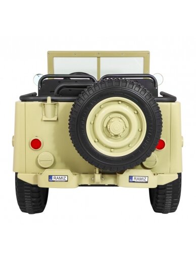 Retro karinė Elektromobilis vaikams 4x4 Smėlis 5 Retro karinė Elektromobilis vaikams 4x4 Smėlis 5