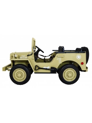 Retro karinė Elektromobilis vaikams 4x4 Smėlis 8 Retro karinė Elektromobilis vaikams 4x4 Smėlis 8