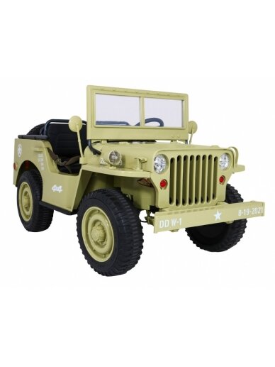Retro karinė Elektromobilis vaikams 4x4 Smėlis 10 Retro karinė Elektromobilis vaikams 4x4 Smėlis 10