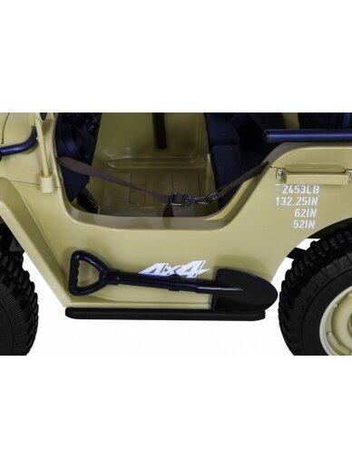 Retro karinė Elektromobilis vaikams 4x4 Smėlis 14
