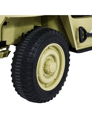 Retro karinė Elektromobilis vaikams 4x4 Smėlis 18