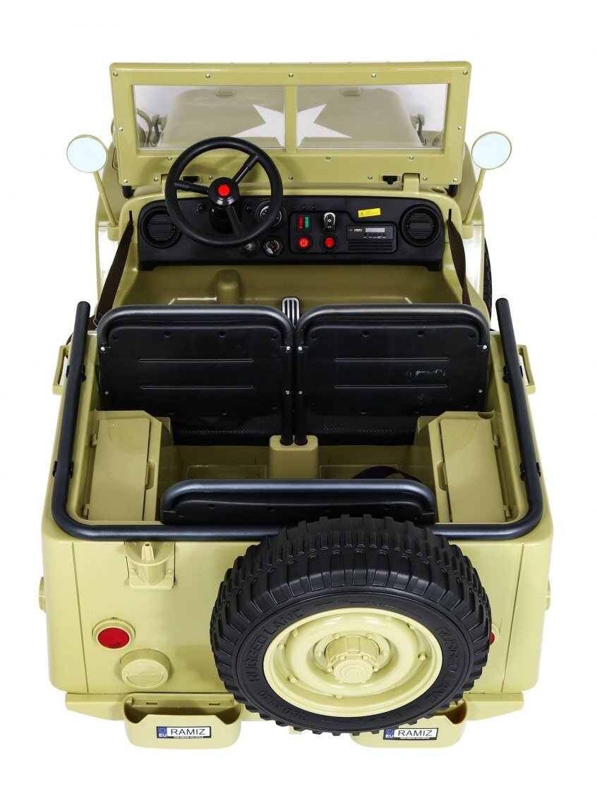 Retro karinė Elektromobilis vaikams 4x4 Smėlis 9