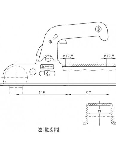 Rutulinė jungtis 1500 kg 60x60 mm 1