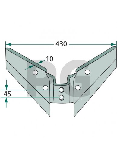 Sparnuotos noragas Pilnas, 2 holes Cultivator shank Plotis 25 mm Sparnuotos noragas Pilnas, 2 holes Cultivator shank Plotis 25 mm