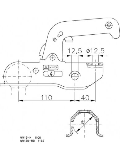Sukabinimo spyna. 2200 kg Ø 50/51 mm 1