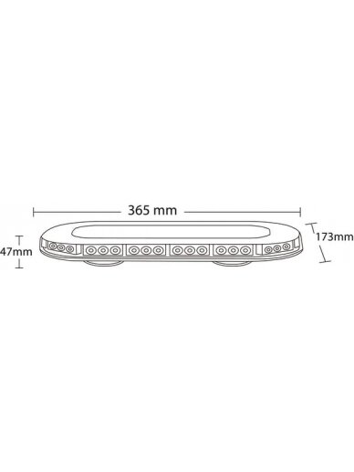 Šviesos juosta LED, 126W, 12-24V, gintarinė, magnetinė, 365x173x47mm, 42 LED, Kramp 6