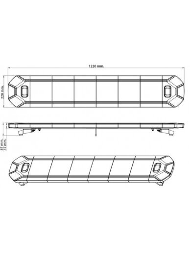 Šviesos juosta LED, 170W, 12-24V, gintarinė, tvirtinama varžtais, 1220mm, Kramp 3