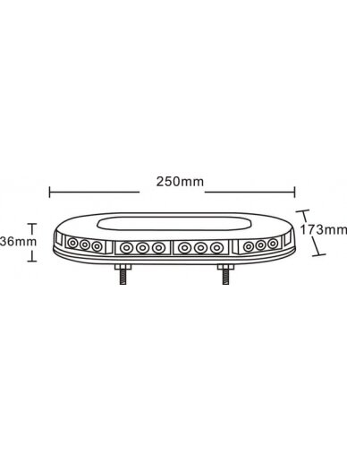 Šviesos juosta LED, 90W, 12-24V, gintarinė, tvirtinama varžtais, 250x173x36mm, 30 LED, Kramp 2 Šviesos juosta LED, 90W, 12-24V, gintarinė, tvirtinama varžtais, 250x173x36mm, 30 LED, Kramp 2