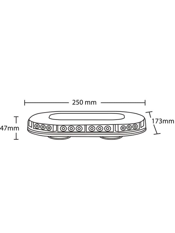 Šviesos juosta LED, 90W, 12-24V, gintarinė, magnetinė, 248x171x55mm, 30 LED, Kramp 7