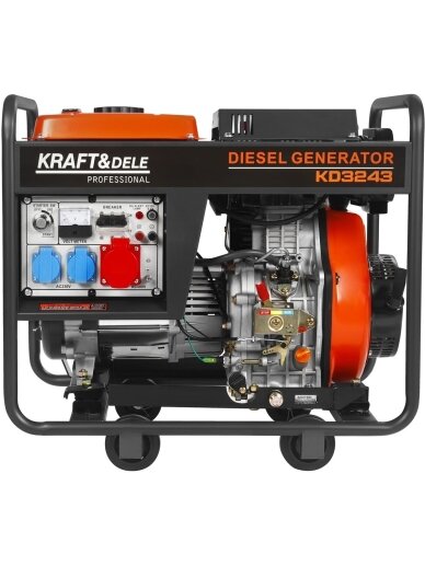 Tai Kraft&Dele KD3243 dyzelinis elektros generatorius, deklaruojamas kaip 7 kW, 230/400 V. 1 Tai Kraft&Dele KD3243 dyzelinis elektros generatorius, deklaruojamas kaip 7 kW, 230/400 V. 1