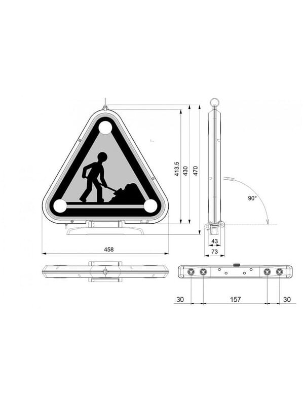Triflash LED 10-30V 500 mm II klasės, 3 m ilgio kabelis, rankinis pakėlimas 3 Triflash LED 10-30V 500 mm II klasės, 3 m ilgio kabelis, rankinis pakėlimas 3