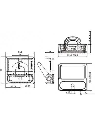 Tvirtinimo akis 95,5 x 90 mm H=29 mm Tvirtinimo akis 95,5 x 90 mm H=29 mm