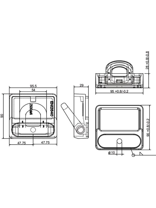 Tvirtinimo akis 95,5 x 90 mm H=29 mm