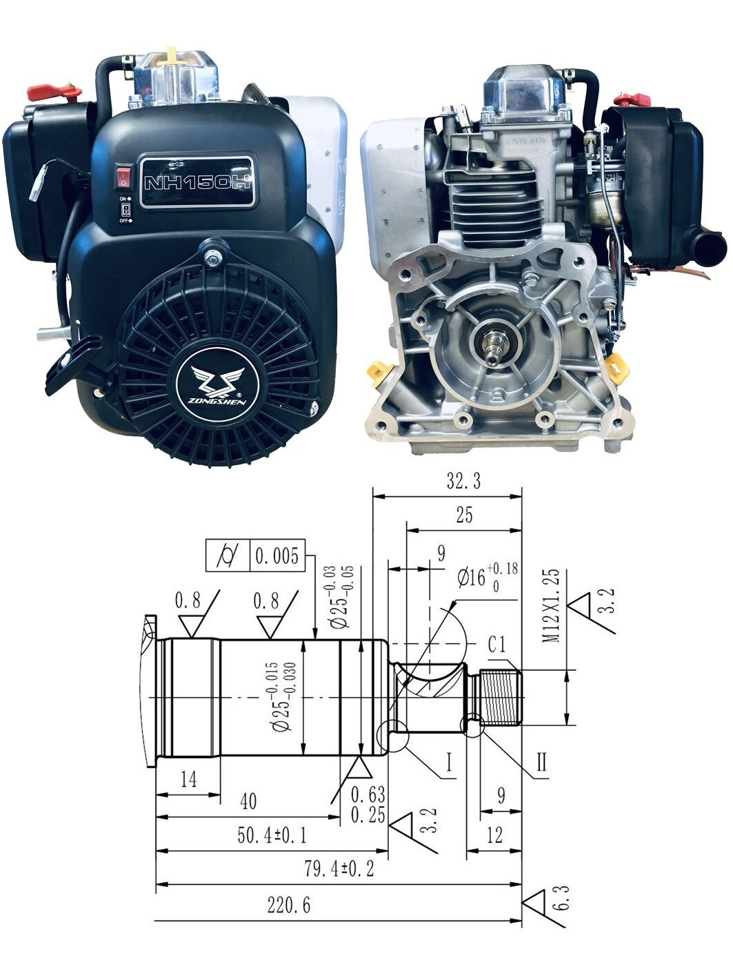 Variklis ZONGSHEN NH150H 149cc 4,0 Velenas