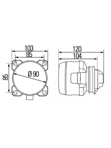 Žibintas halogeninis, apvalus, 12 V, skaidrus, Ø 90 mm, "Hella Žibintas halogeninis, apvalus, 12 V, skaidrus, Ø 90 mm, "Hella