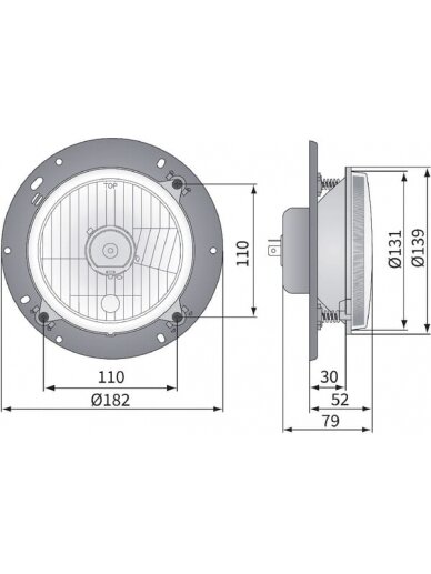 Žibintas halogeninis, apvalus, 12/24V, 139x139mm, Kramp 2