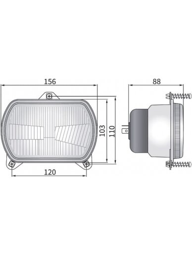 Žibintas halogeninis, ovalus, 12/24V, 156x103mm, Kramp 2