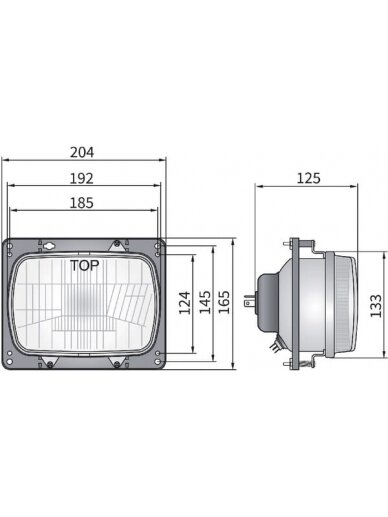 Žibintas halogeninis, ovalus, 12/24V, 192x133mm, Kramp 2 Žibintas halogeninis, ovalus, 12/24V, 192x133mm, Kramp 2