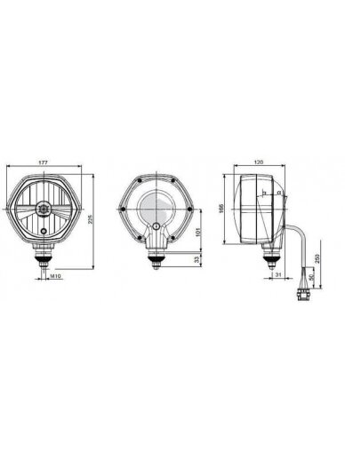 Žibintas halogeninis, šešiakampis, 12 V, 177x120x166 mm, Cobo 3