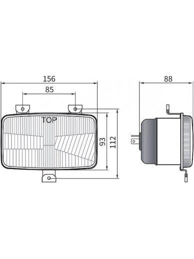 Žibintas halogeninis, stačiakampis, 12/24V, 156x93mm, Kramp 2 Žibintas halogeninis, stačiakampis, 12/24V, 156x93mm, Kramp 2