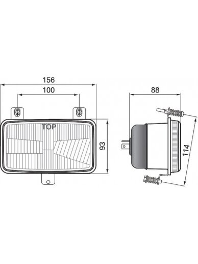 Žibintas halogeninis, stačiakampis, 12/24V, 156x93mm, Kramp 2 Žibintas halogeninis, stačiakampis, 12/24V, 156x93mm, Kramp 2