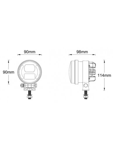 Žibintas LED, 30/5W, apvalus, 10-30V, Ø90mm, artimosios šviesos, gabaritinės šviesos, H9 jungtis, Kramp 4 Žibintas LED, 30/5W, apvalus, 10-30V, Ø90mm, artimosios šviesos, gabaritinės šviesos, H9 jungtis, Kramp 4