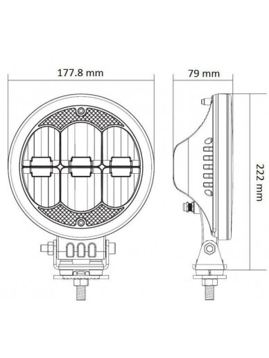 Žibintas LED, apvalus, 177xKramp 6 Žibintas LED, apvalus, 177xKramp 6