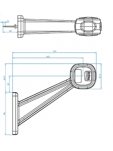 Žibintas RH LED, 12/24V, raudonas/baltas, tvirtinamas varžtais, "Britax 2 Žibintas RH LED, 12/24V, raudonas/baltas, tvirtinamas varžtais, "Britax 2