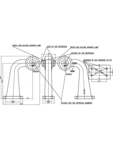 Žibintas RH LED, apvalus, 12/24V, raudonas/permatomas, tvirtinamas varžtais, 155x68x181mm, Waś 2