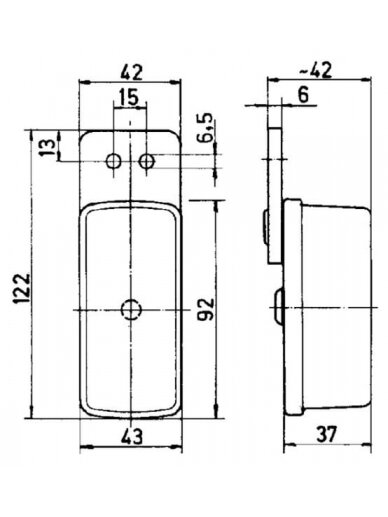 Žibintas stačiakampis, 12/24V, raudonas/baltas, tvirtinamas varžtais, 122x37x43mm, Jokon 1 Žibintas stačiakampis, 12/24V, raudonas/baltas, tvirtinamas varžtais, 122x37x43mm, Jokon 1