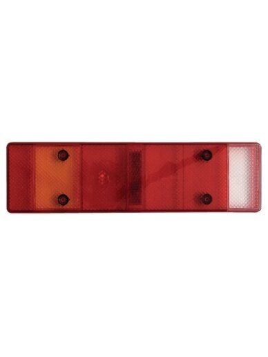 Žibinto gaubtas, raudonas / permatomas / gintarinis 465x130 mm galinis / dešinysis Waś Žibinto gaubtas, raudonas / permatomas / gintarinis 465x130 mm galinis / dešinysis Waś