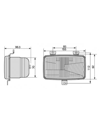Žibintų įdėklas halogeninis, stačiakampis, skaidrus, 155x96,3 mm, Cobo 2
