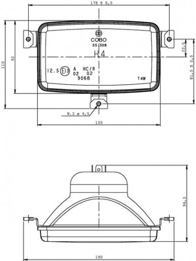 Žibintų įdėklas halogeninis, stačiakampis, skaidrus, 155x96,3x92 mm, Cobo 1 Žibintų įdėklas halogeninis, stačiakampis, skaidrus, 155x96,3x92 mm, Cobo 1