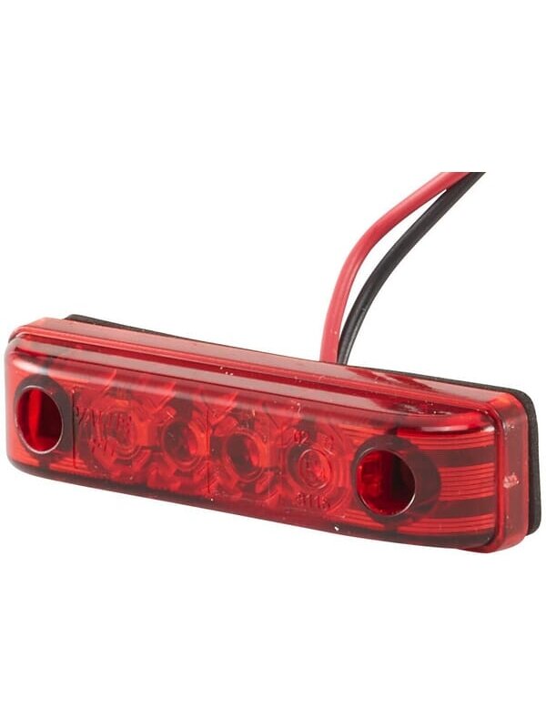 Žibintai LED, stačiakampio formos, 12V, raudoni, tvirtinami varžtais, 65x11x16 mm, Hella ValueFit