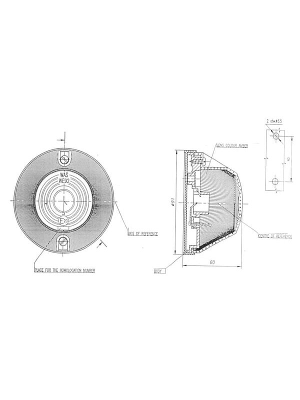 Žibintas apvalus, 12/24 V, gintarinis, tvirtinamas varžtais, Ø 91 mm, Žibintas apvalus, 12/24 V, gintarinis, tvirtinamas varžtais, Ø 91 mm,