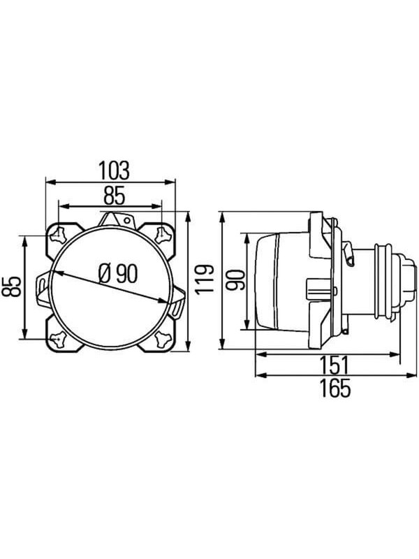 Žibintas halogeninis, apvalus, 12 V, skaidrus, Ø 90 mm, "Hella Žibintas halogeninis, apvalus, 12 V, skaidrus, Ø 90 mm, "Hella