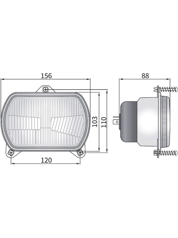Žibintas halogeninis, ovalus, 12/24V, 156x103mm, Kramp 2 Žibintas halogeninis, ovalus, 12/24V, 156x103mm, Kramp 2