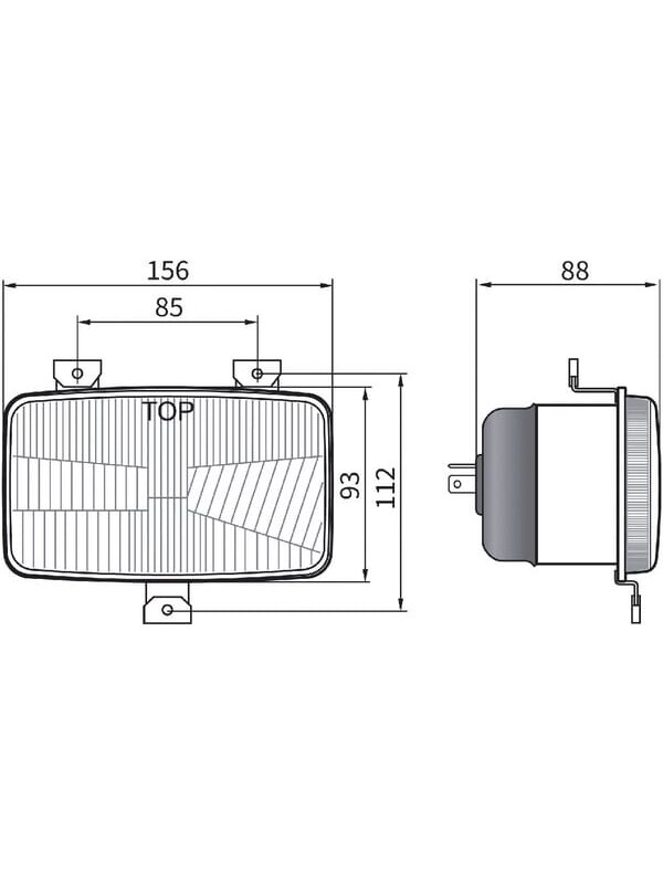 Žibintas halogeninis, stačiakampis, 12/24V, 156x93mm, Kramp 2